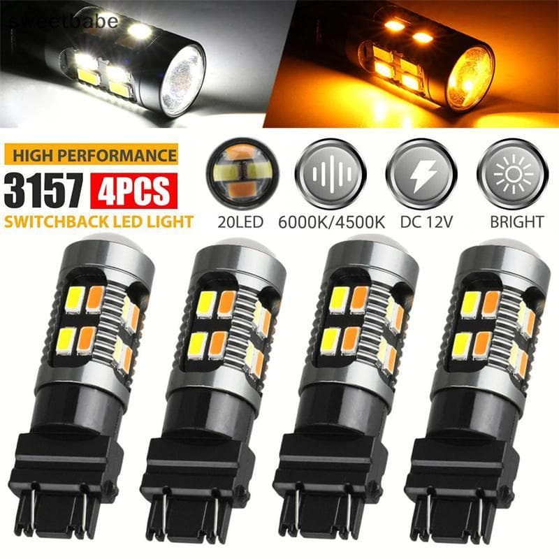 10X Luz LED Dupla Cor Lâmpada T25 3157 P27-7W 5630 20SMD Canbus Freio Do Carro Reverso Sinal De Volta Branco Âmbar