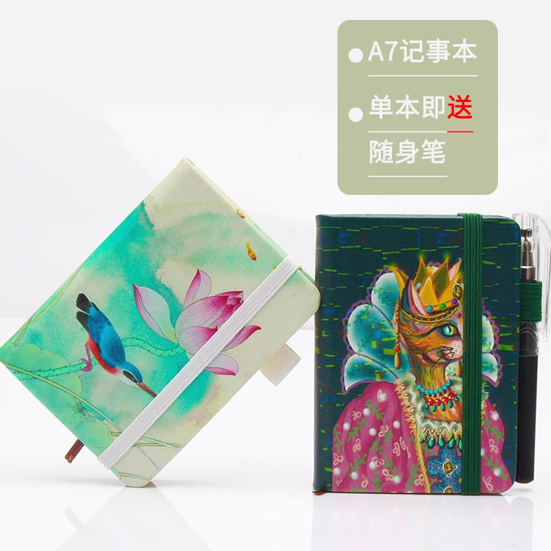 Caderno colorido A7 Página em branco Guindaste Bloco de notas pintado Mini estojo para caneta Flor Diário Caneta Inserçã