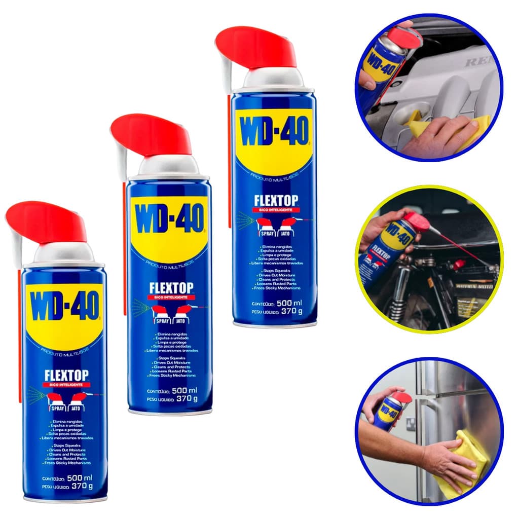 Kit Com 3 Und Wd-40 Desengripant/óleo Wd40 500ml Flextop