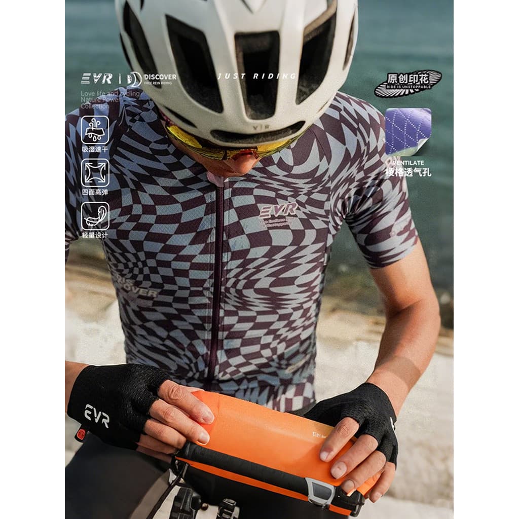EVR2026 novo estilo Touring verão camisa de ciclismo de manga curta transpiração de secagem rápida masculino bicicleta d