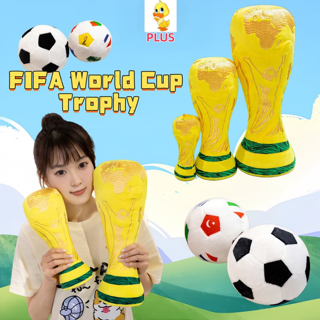 PLUS ✨ FIFA World Cup Trophy Boneca De Pelúcia Diversão Futebol Plushie Brinquedos Simulação Copa Do Mundo Troféu Chavei