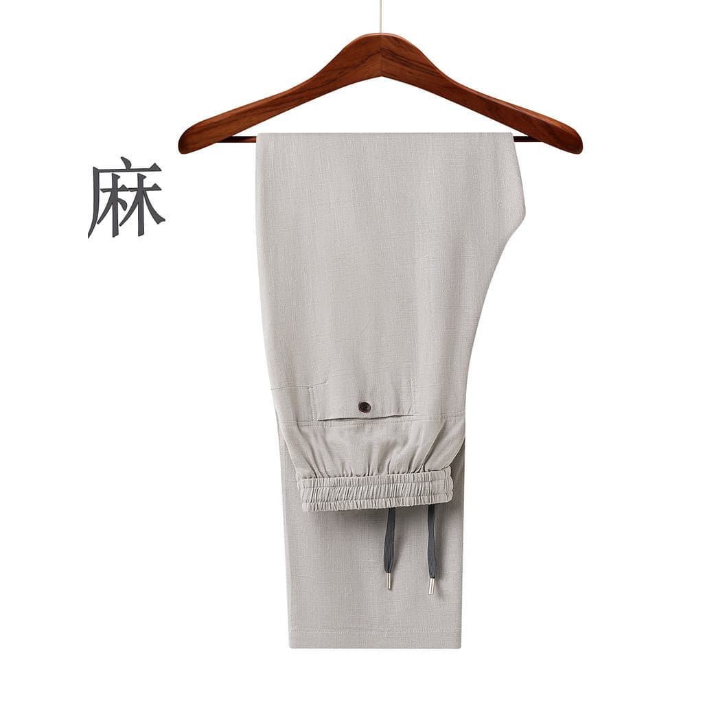 Calças de linho masculinas soltas estilo chinês verão algodão linho calças masculinas de meia-idade idosos calças Plus S