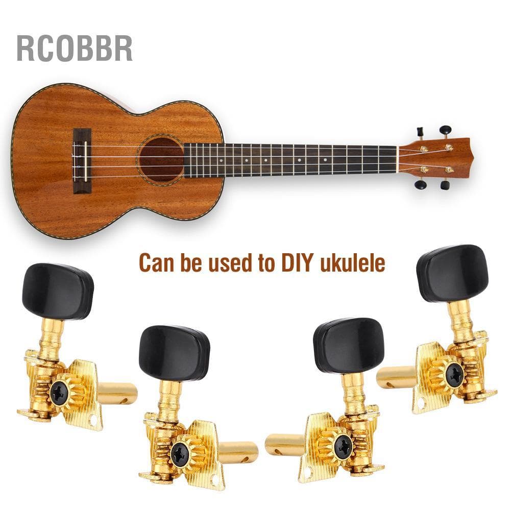 Rcobbr 2L2R Botão Preto Ouro Bady Estilo Clássico Ukulele Tuning Pegs Cabeças de Máquina Peças DIY