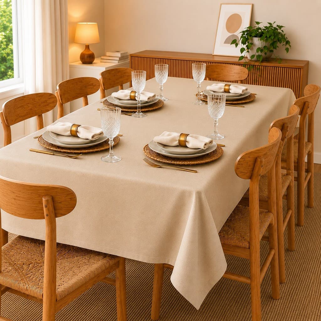 Toalha Mesa Oxford Lisa Poliéster 6 8 Lugares Jantar Cozinha Mesa Posta Casa Evento Decoração Premium Uso Diário