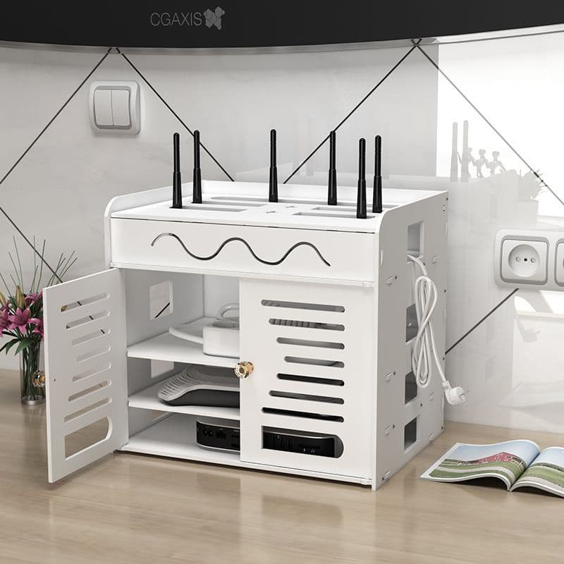 Caixa de armazenamento do roteador conjunto-caixa superior prateleira caixa de armazenamento de fio wifi fio Power Strip