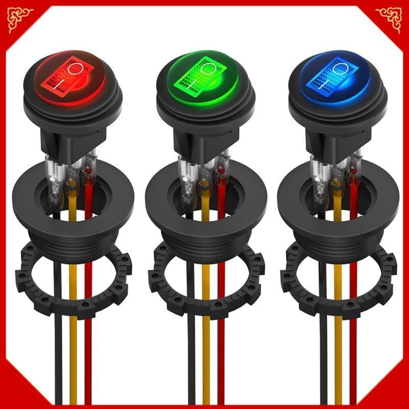 Interruptor Oscilante Redondo 12V 20A UL Listado À Prova D'água Marinho Iluminado Por LED Liga/Desliga Resistente 3 Core