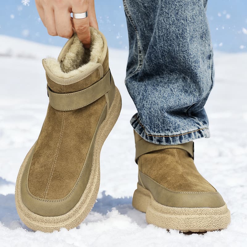 Botas de neve masculinas 2025 inverno novo estilo couro genuíno quente nordeste sapatos grandes de algodão ao ar livre f