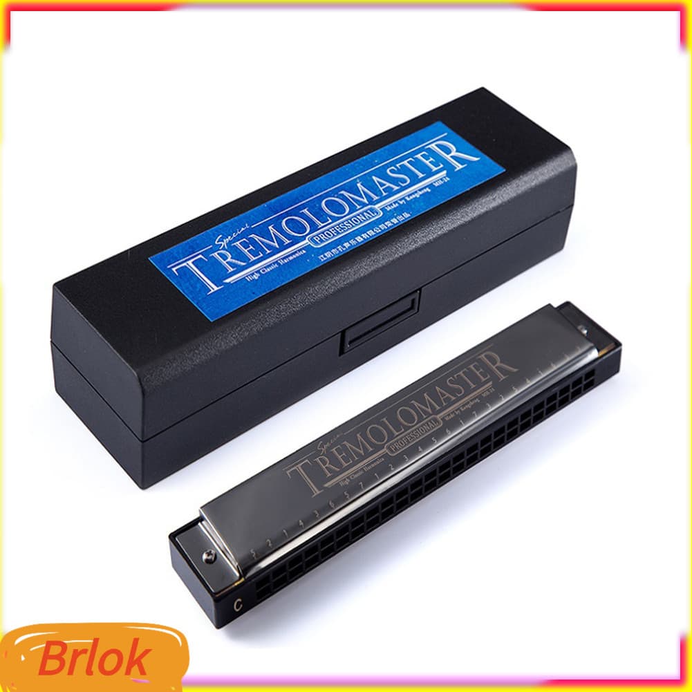 Brlok-br 24 buracos tremolo gaita elegante c tom preto boca órgão harpa para jogador profissional iniciantes estudantes