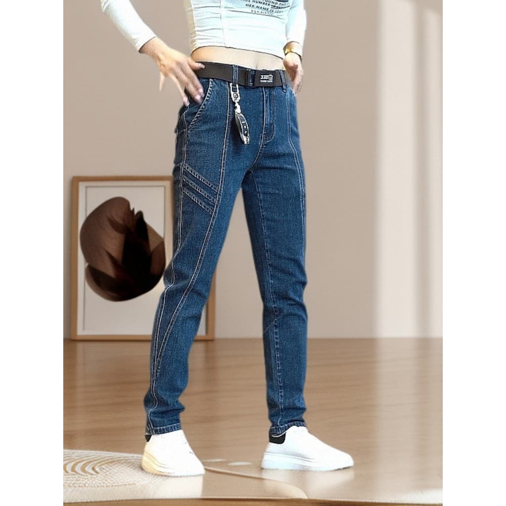 LAIYUEHUI/LAIYUEHUI Primavera Outono Jeans Masculino Novo Autêntico Calças de Perna Reta All-Match Calças Casuais Mascul