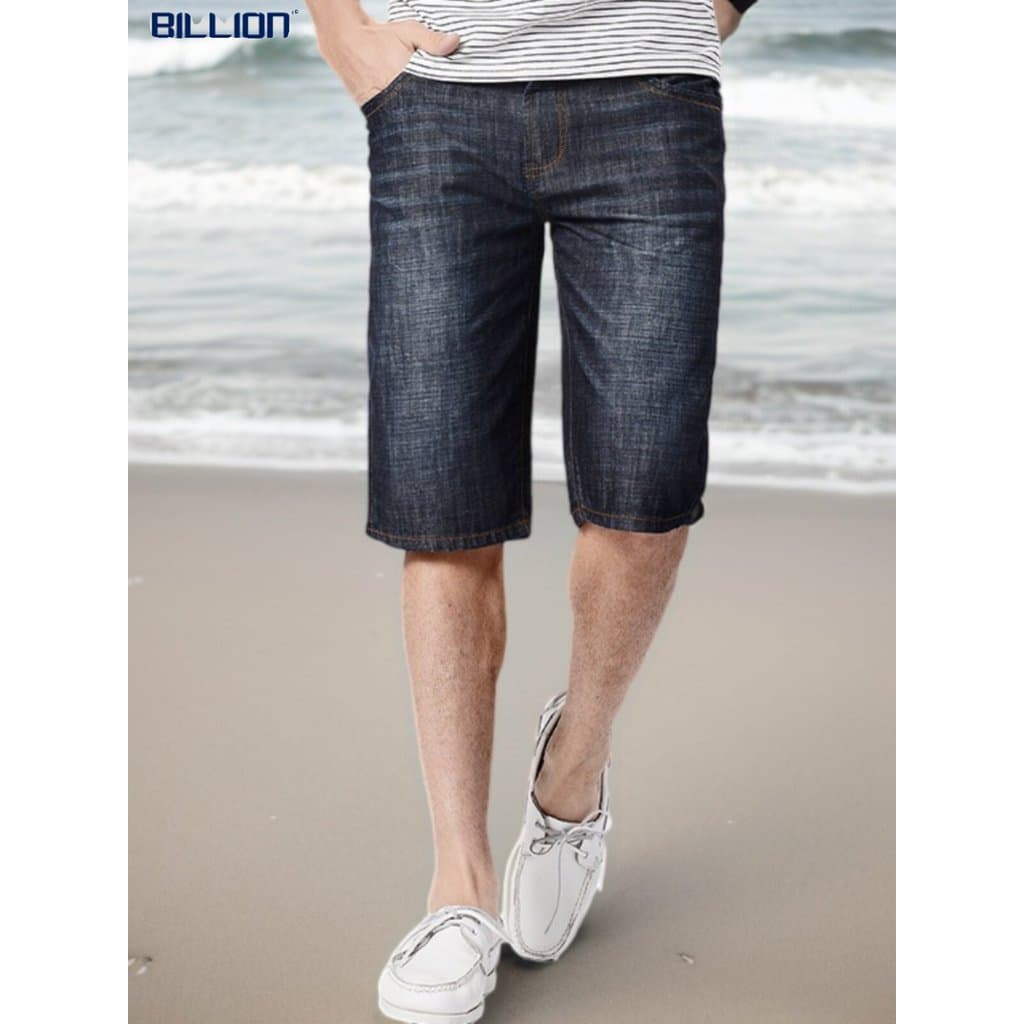 Bilhões de Shorts jeans masculinos verão fino solto calças cortadas retas cor clara Casual puro algodão calças médias