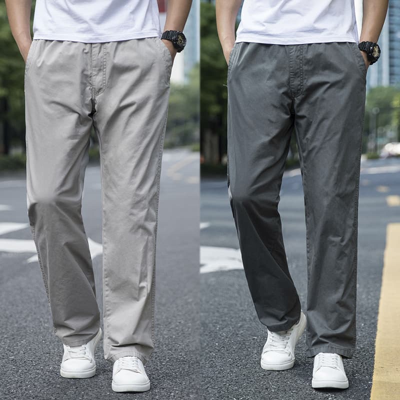 Outono fino calças casuais masculinas soltas Plus Size calças esportivas calças de trabalho puro algodão calças masculin