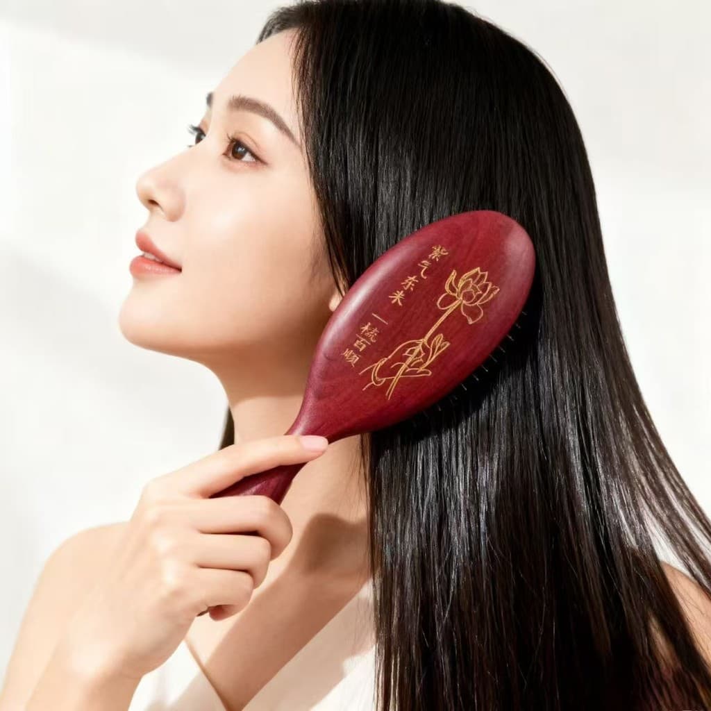 Escova de cabelo com almofada de ar de sândalo, escova de cabelo com almofada de ar de estilo tradicional, escova de mas