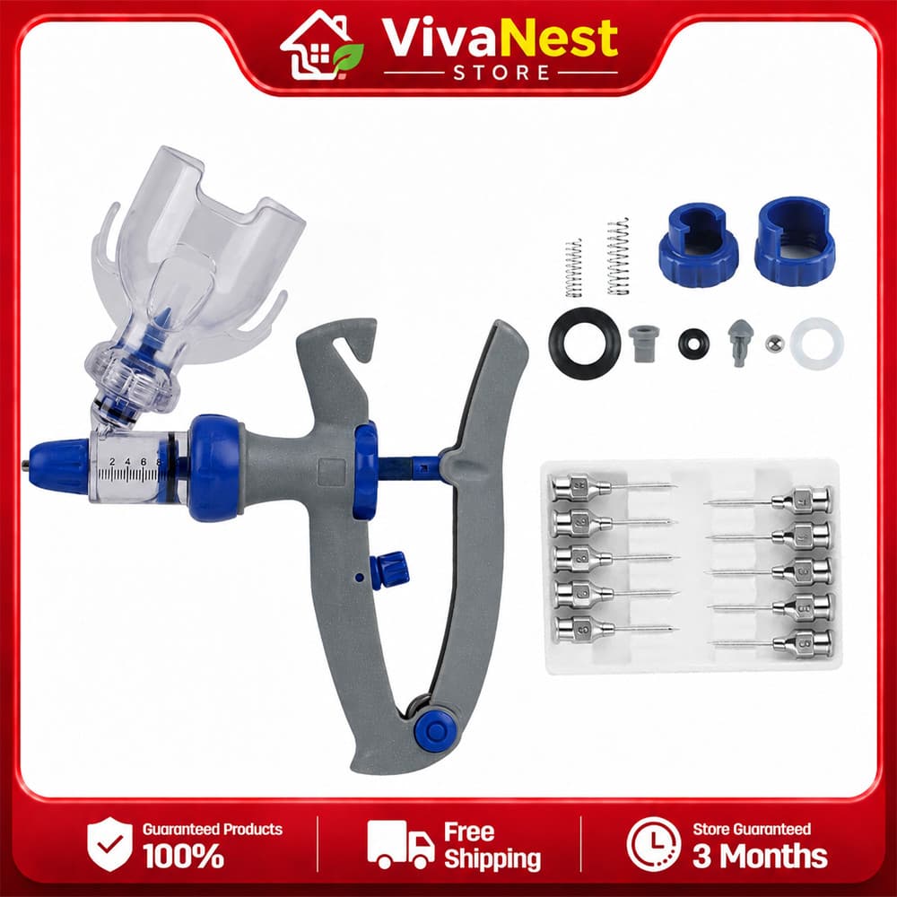 Seringa Veterinária de Aplicação Contínua 1-5ml para Gado, Aves e Animais de Grande Porte