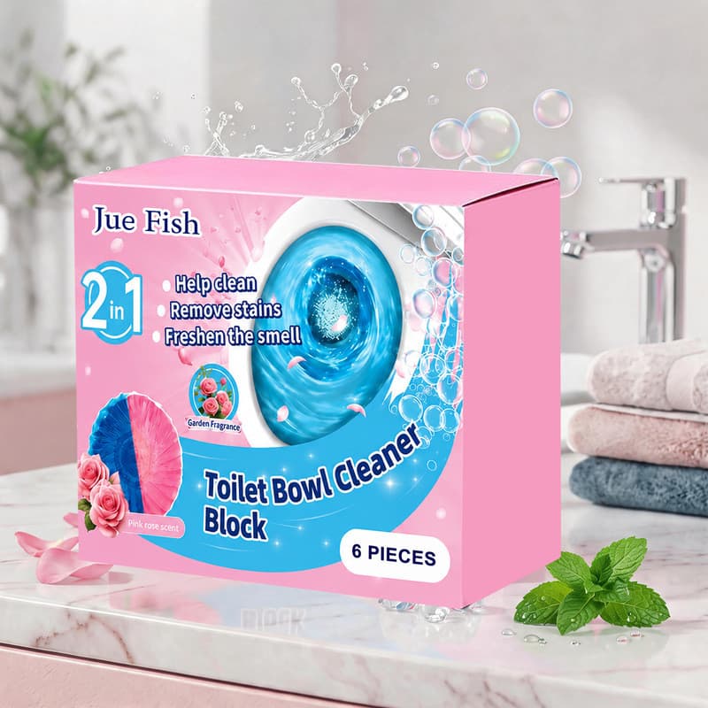 Estoque pronto JUE FISH Bloco de limpeza de banheiro Fragrância Floral fresca para remover manchas de escala de parede i