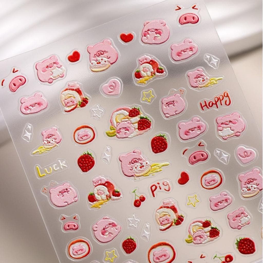 Adesivo de Manicure Star Kirby 5D tridimensional rosa Kirby adesivo de unha adesivo de arte de unha?