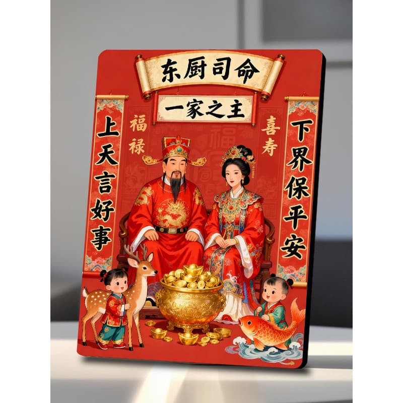 Jiutian Dong cozinha Siming cozinha Jun moldura De cristal De madeira ornamentos sala De estar Hall médio adoração o deu