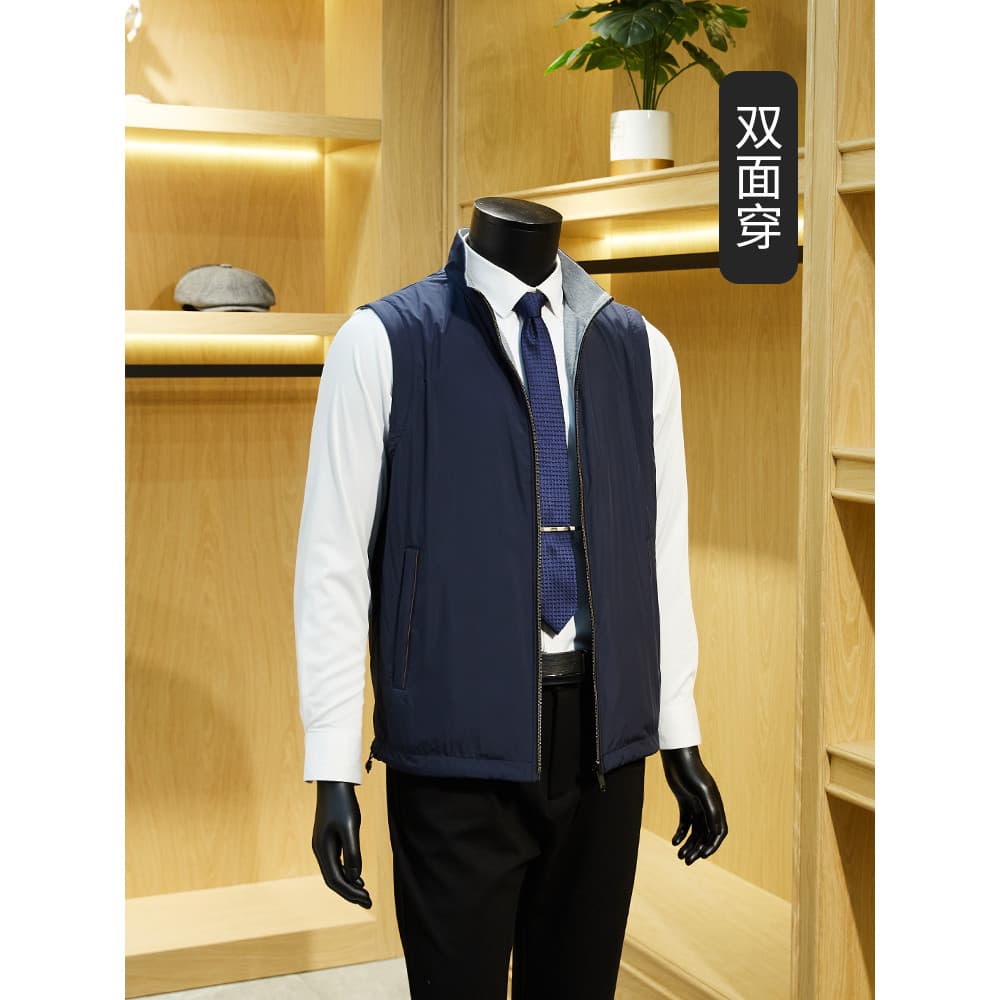 High-End luz luxo primavera outono dupla face negócios Casual gola alta colete fino masculino dupla face V
