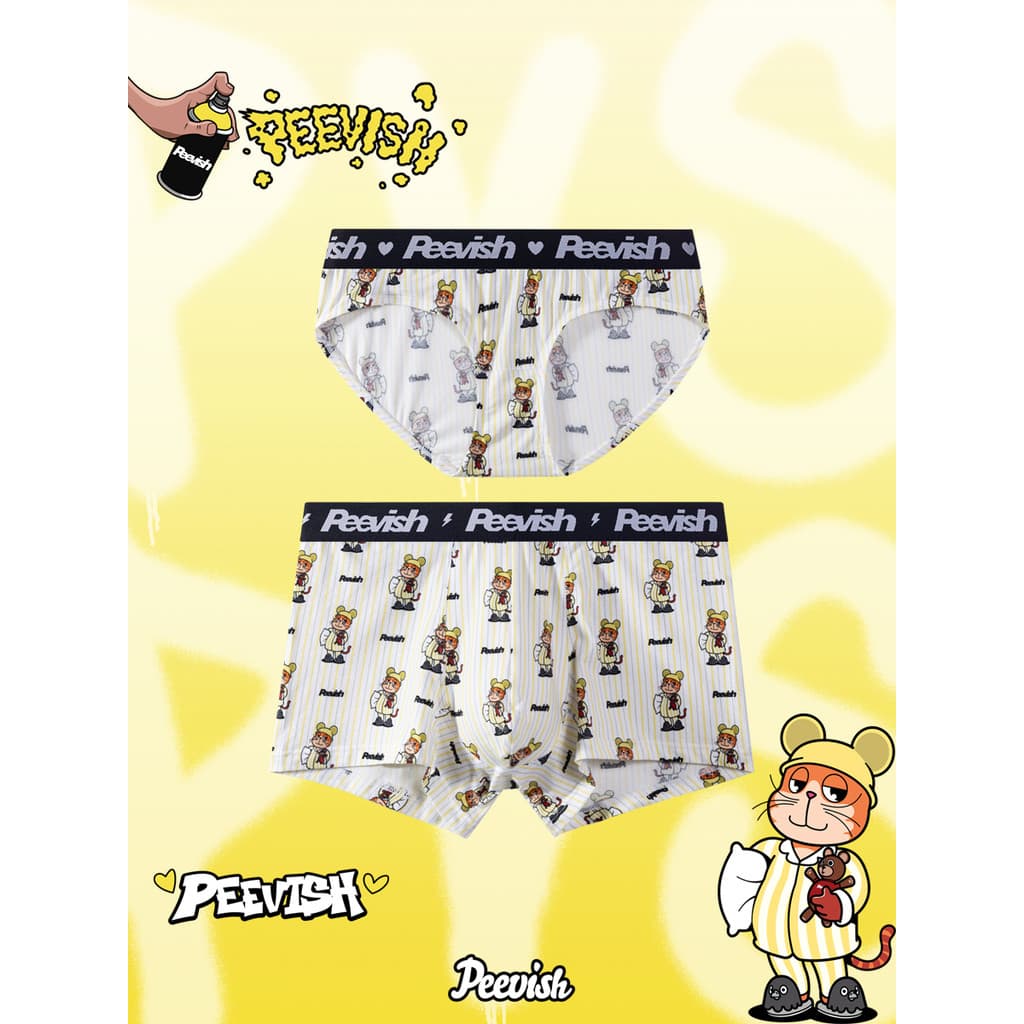 PEEVISH PEEVISH Meninas Cuecas Bonito Casal Antibacteriano Puro Algodão Boxer Cuecas Meninos Cuecas