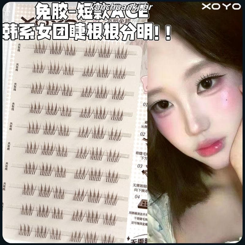 XOYO Zhang Yuanying mesmo estilo ACE sem cola grupo de meninas Aidou cílios postiços coreano curto preguiçoso Natural m