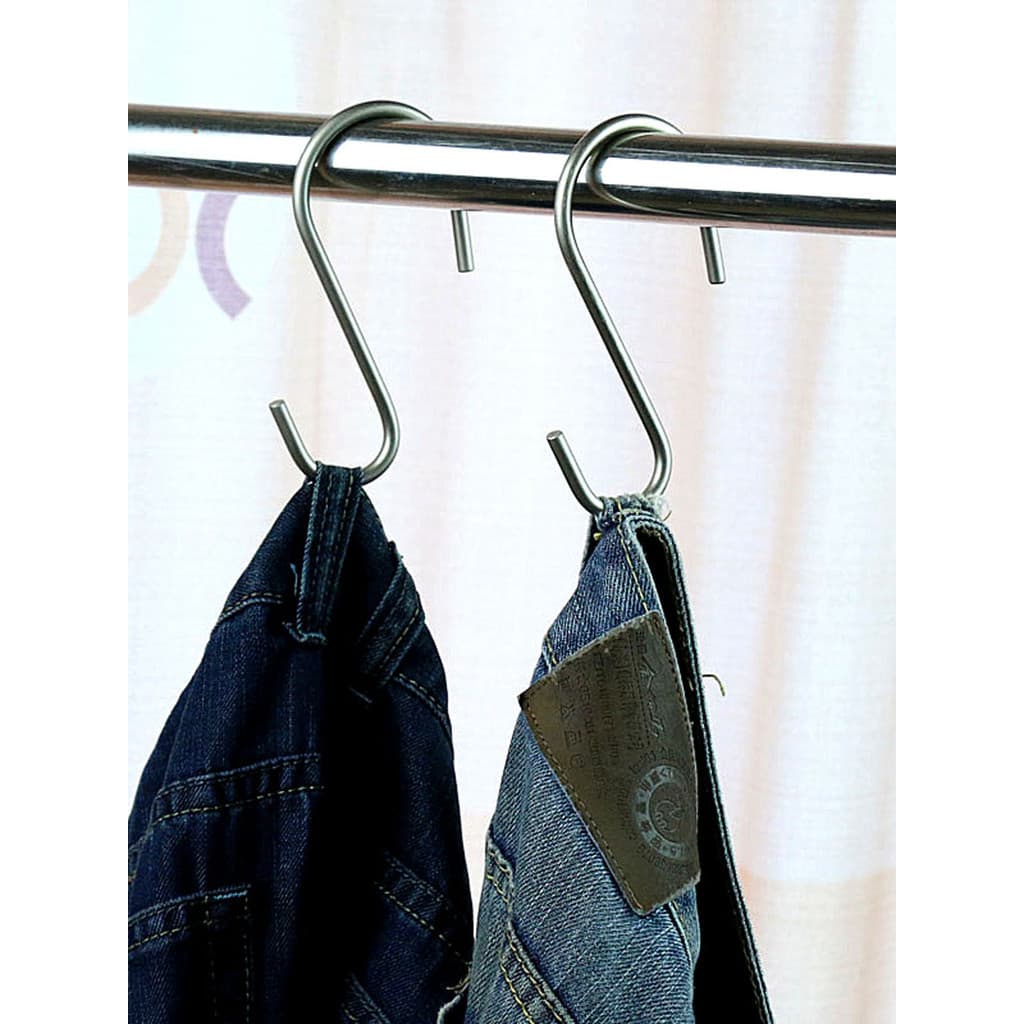 Gancho em forma de S de aço inoxidável em negrito, cozinha, banheiro, loja de roupas, Jeans, casaco, chapéu, bolsa, ganc