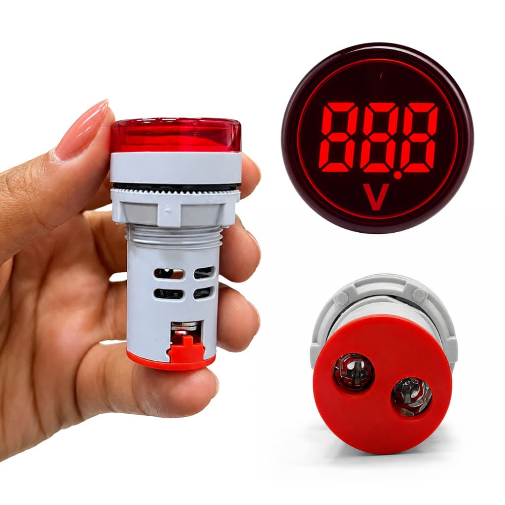 Voltímetro Led Vermelho 22mm 50-500vca Para Comando Elétrico