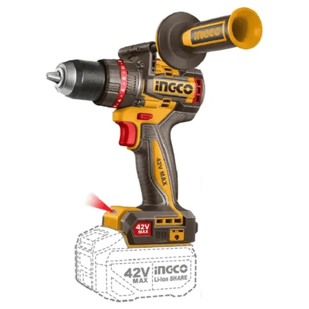 Parafusadeira Furadeira Impacto Ingco CIDLI429982-9 42V 99Nm Sem Fio 2 Baterias 2Ah Linha P42M