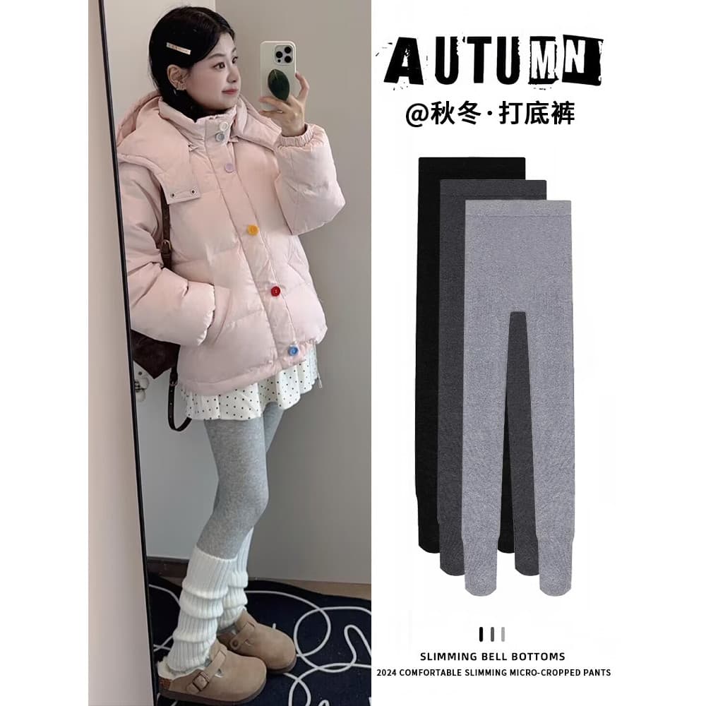 Leggings cinza feminino roupa exterior outono inverno 2025 novo estilo velo-velo quente outono calças pé-piso calças de