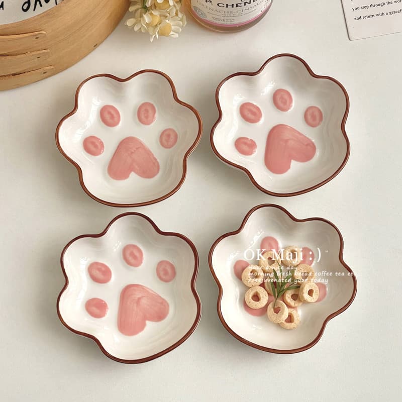 Ins estilo prato pequeno sabor cerâmico prato de tempero doméstico de alto valor bonito prato de imersão gatinho criativ