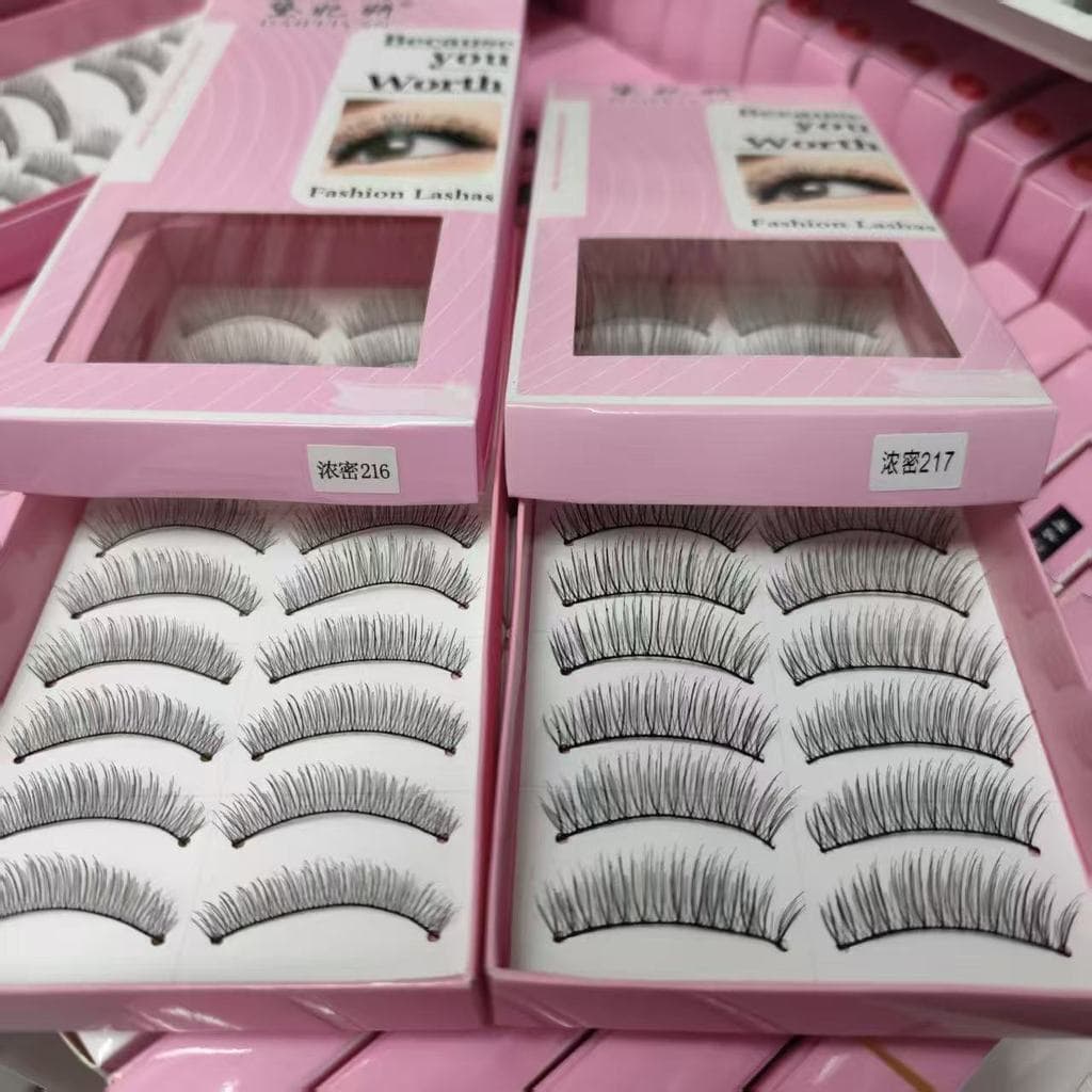 [6 caixas frete grátis] cílios postiços grossos 216 grossos 217 grossos 8-11mm218 extremidade ocular estendida haste mac
