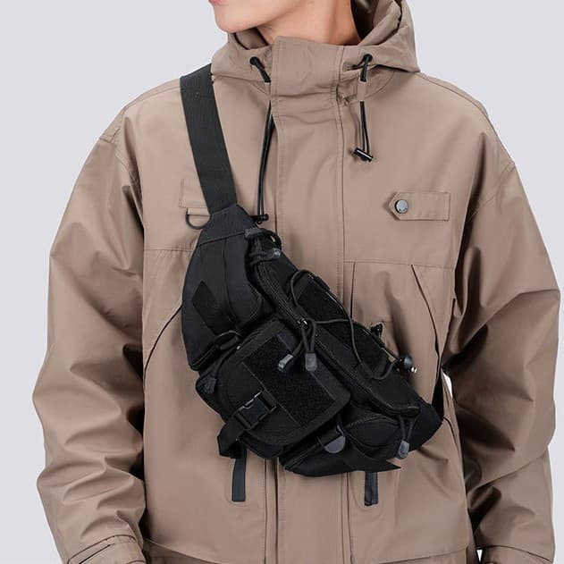 Bolsa de cintura multifuncional para pesca com isca ao ar livre, bolsa de peito utilitária transversal, bolsa de cintura