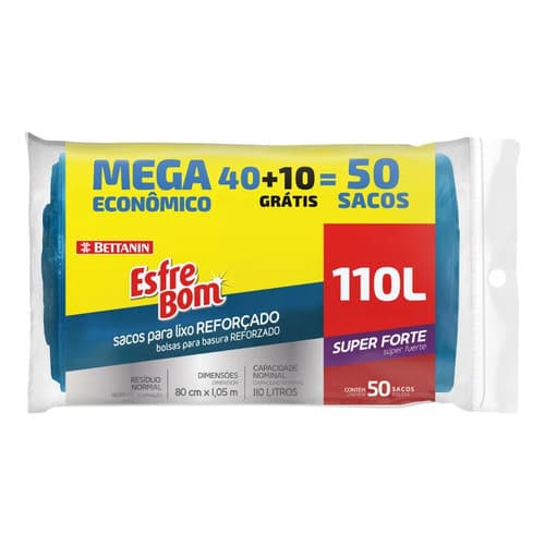 Saco Lixo Mega Econômico 110l C/u 50un. Reforçado Esfrebom Bettanin