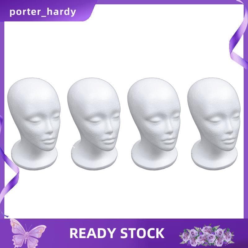 4X Feminino Espuma Manequim Cabeça Modelo Chapéu Peruca Expositor Rack Branco