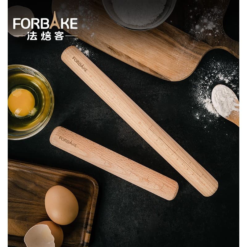 Ferramentas de cozimento de padeiro francês, rolo de faia com escala, 20cm30cm, haste de pele de bolinho, rolo de macarr