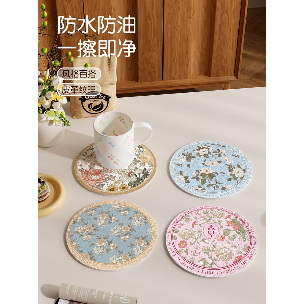 Luz de luxo High-End couro impermeável Coaster isolamento térmico Placemat Anti-escaldante pote esteira jantar tigela es