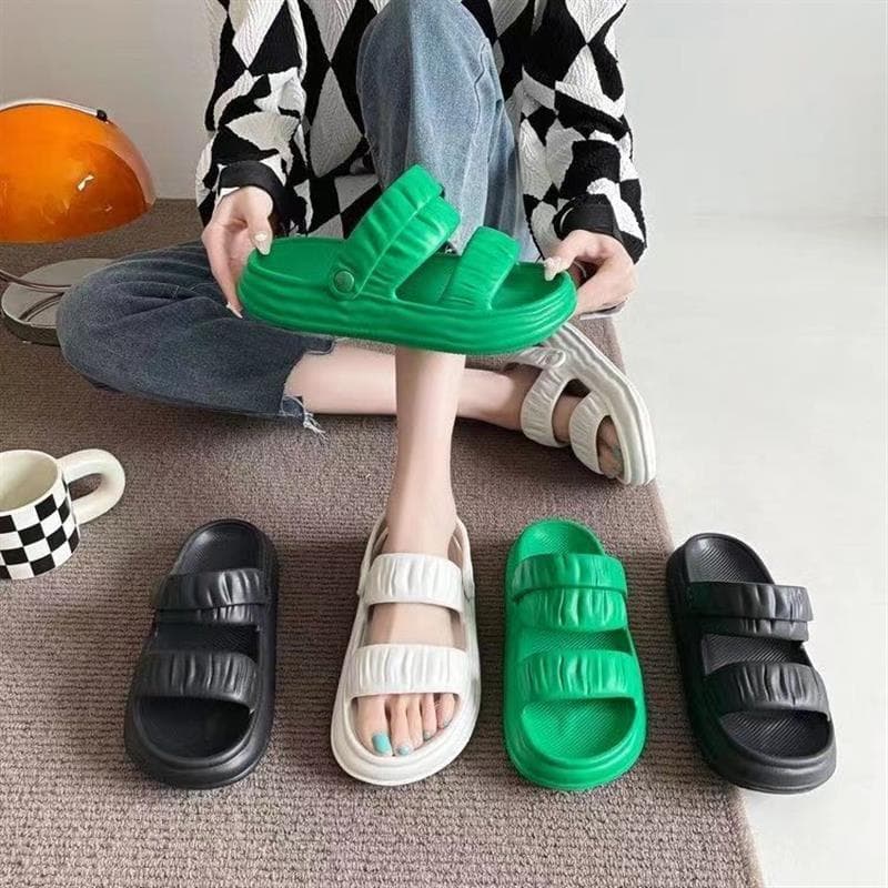 Verão novo estilo doce cor sandálias de dois usos chinelos femininos sandálias de plataforma de venda quente feminino Su