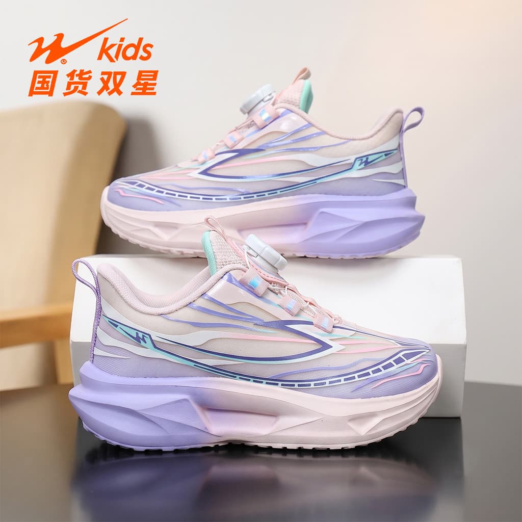 Dupla estrela meninas sapatos esportivos malha respirável 2026 novo estilo médio grande crianças tênis de corrida primav