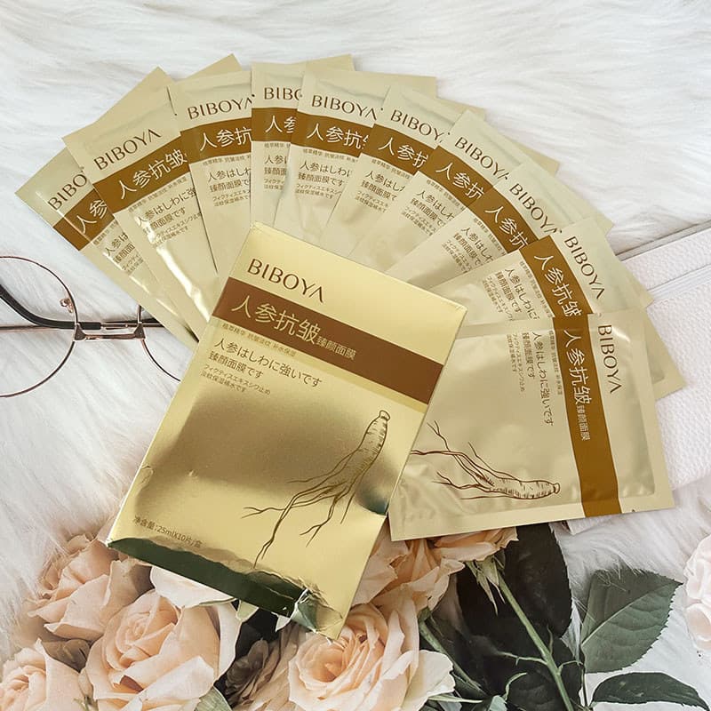 BIBOYA BIBOYA Ginseng Máscara Facial Antirrugas Hidratante Ilumina o Tom da Pele Clarear Linhas Finas Rosto Cosmético