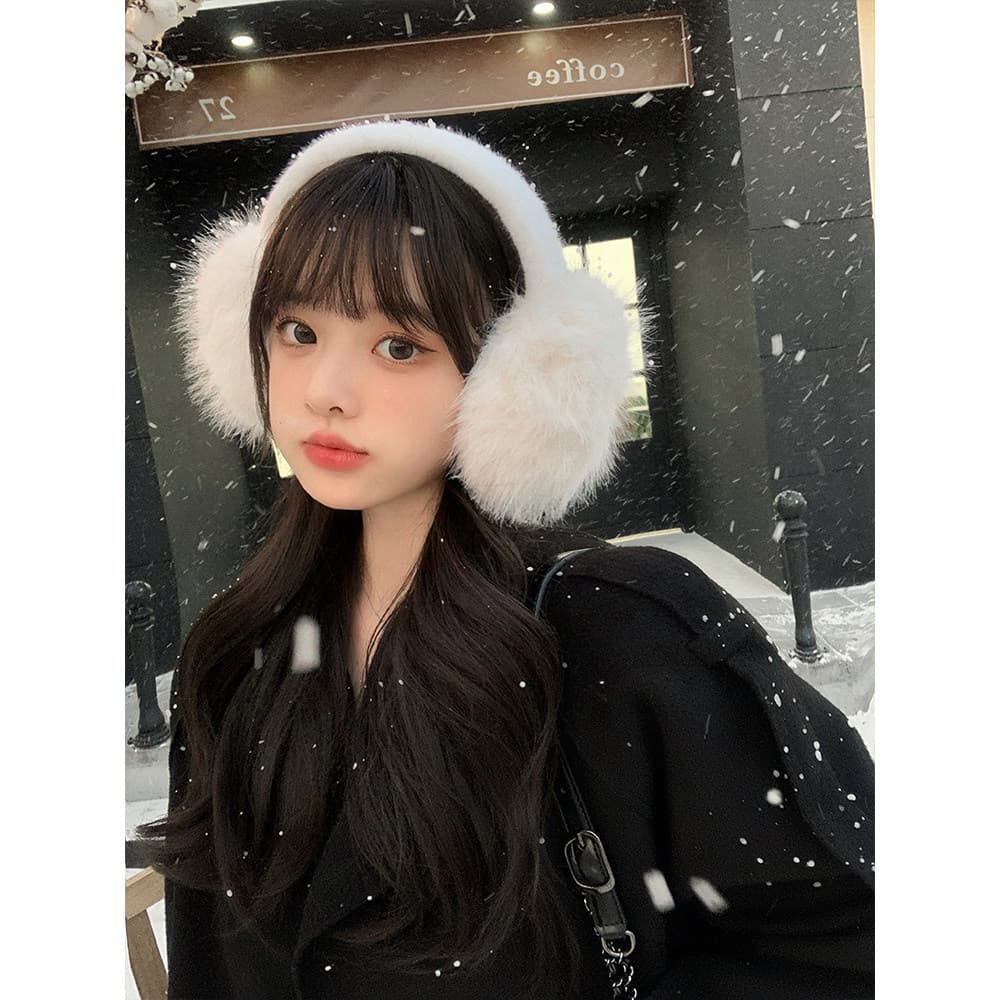 Válvula de dinheiro filha branco imitação de pele de coelho earmuffs de pelúcia mantendo quente anticongelante proteção