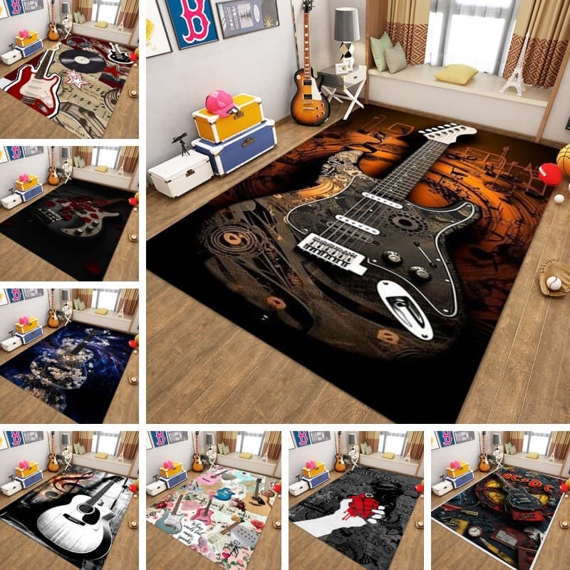 Personalizado Lavável Guitarra Padrão Tambor Almofada À Prova De Som Antiderrapante Tapete De Música Dormitório Presente