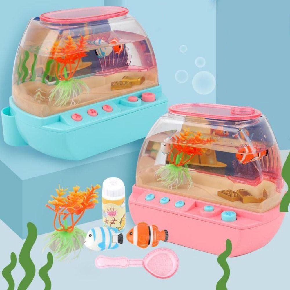 Brinquedo De Aquário Artificial , Mini Tanque De Peixes De Simulação Criativo De Desenho Animado , Com Música Iluminada