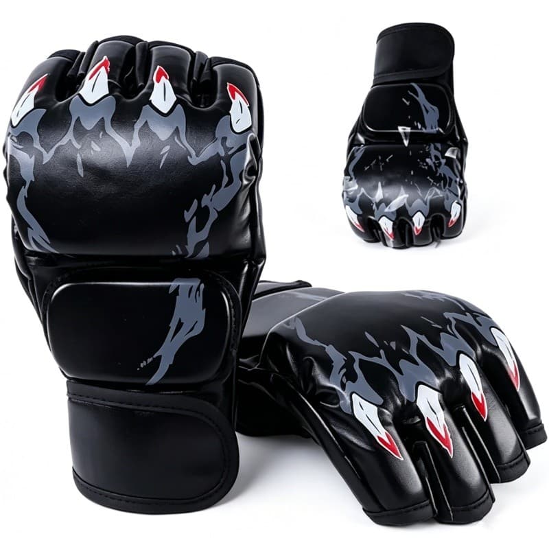 Luvas de boxe de pão 3 cores MMA Sanda Fighting Half Finger Muay Thai Luvas de treinamento de competição