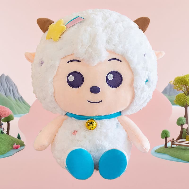 Genuíno agradável cabra boneca brinquedo de pelúcia crianças bonito cordeiro Ragdoll presente de aniversário menina acom