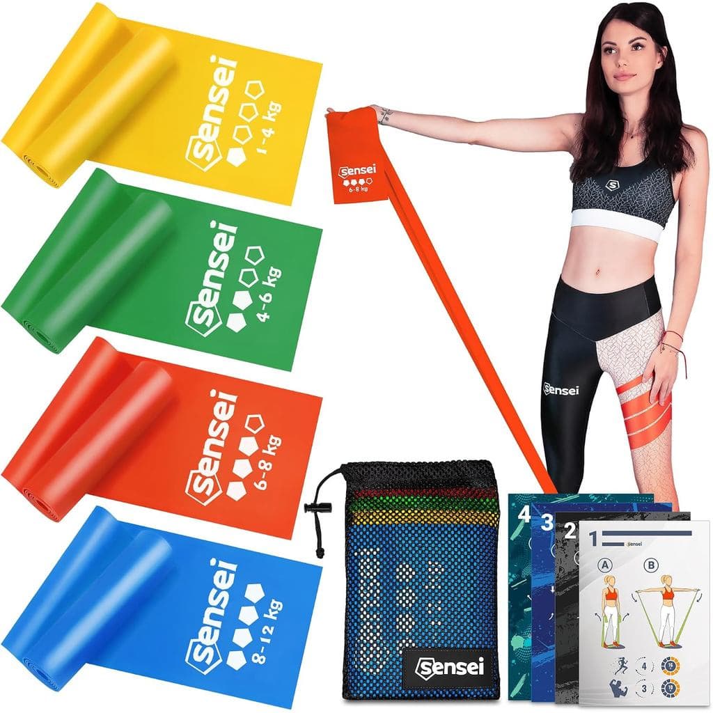 SENSEI ®     Faixas de resistência para fitness e faixas elásticas (200 cm) – faixas de ginástica extra longas feitas de