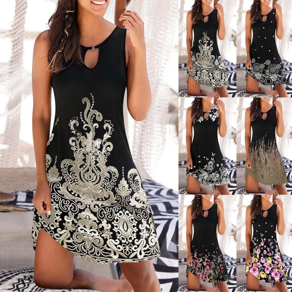 Verão novo estilo europeu americano Mid-skirt 2026 Cross-Border feminino sem mangas moda saia Amazon comércio exterior i