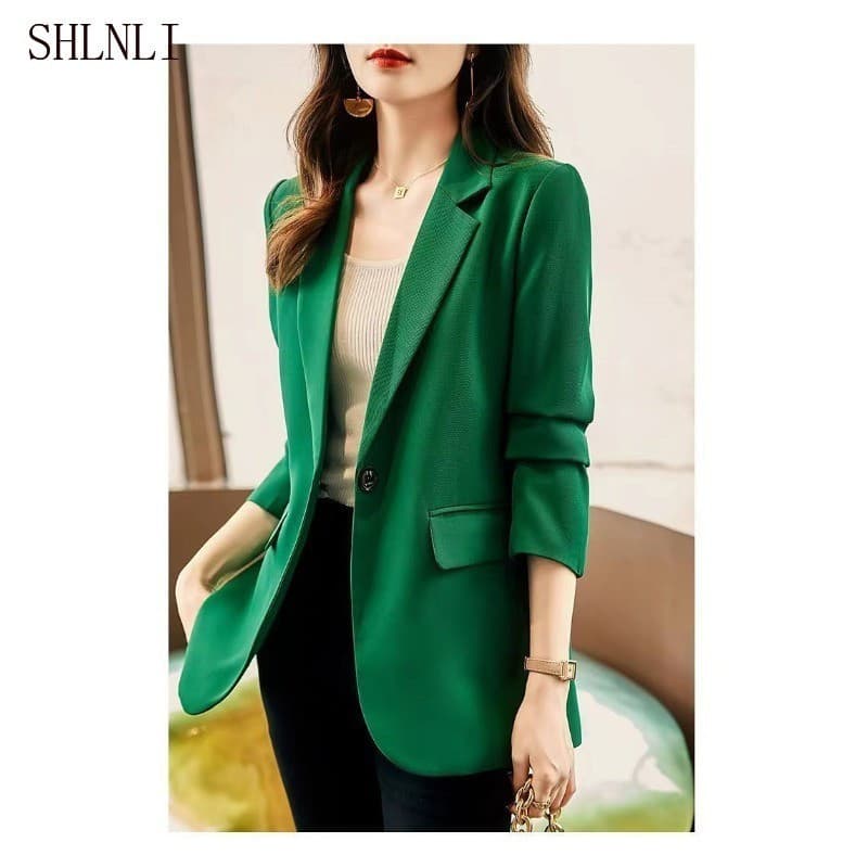 Blazer Curto Minimalista Feminino para Primavera e Outono YVJK