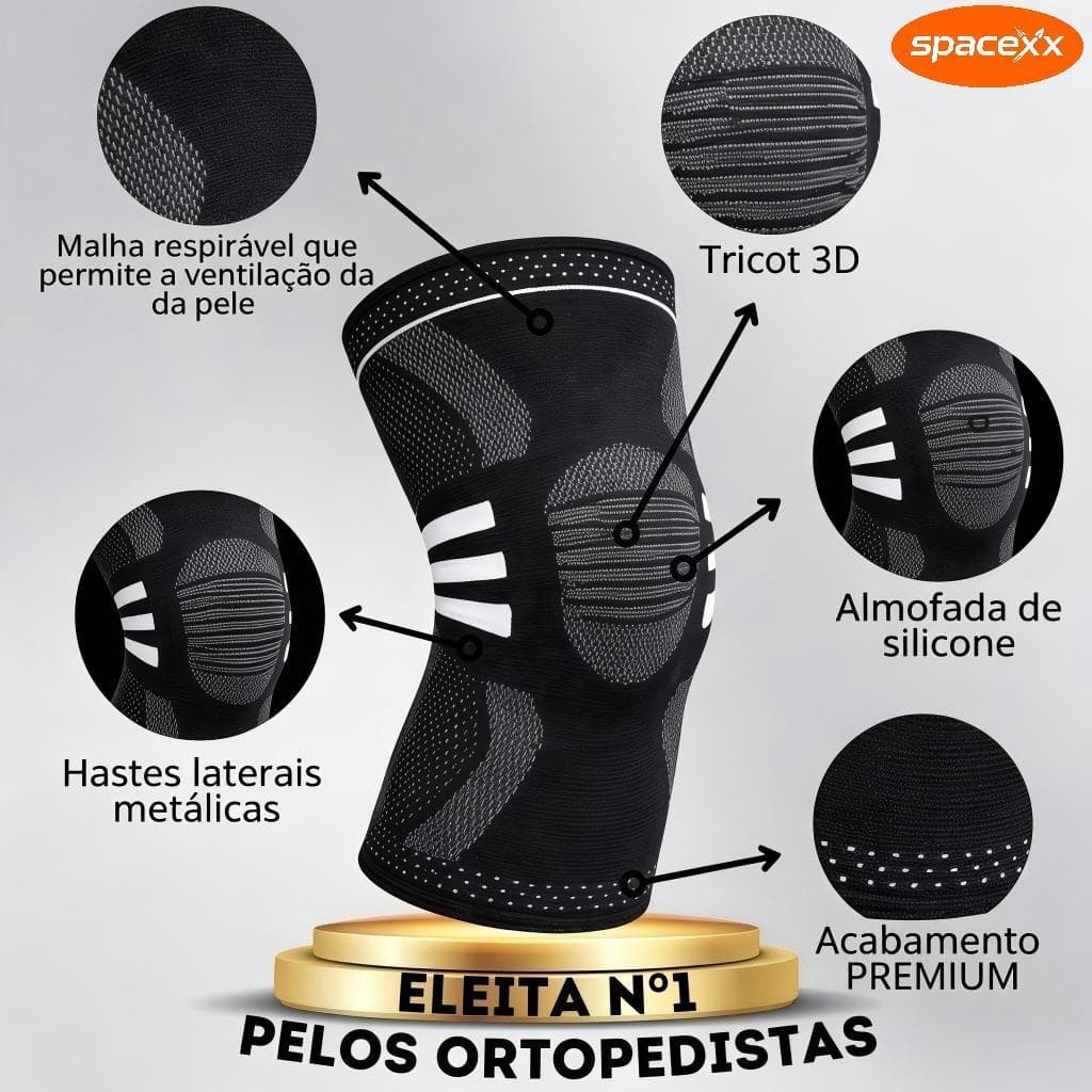 Joelheira Compressiva com Anel de Silicone – Proteção Confortável para Esportes e Uso Diário-Spacexx