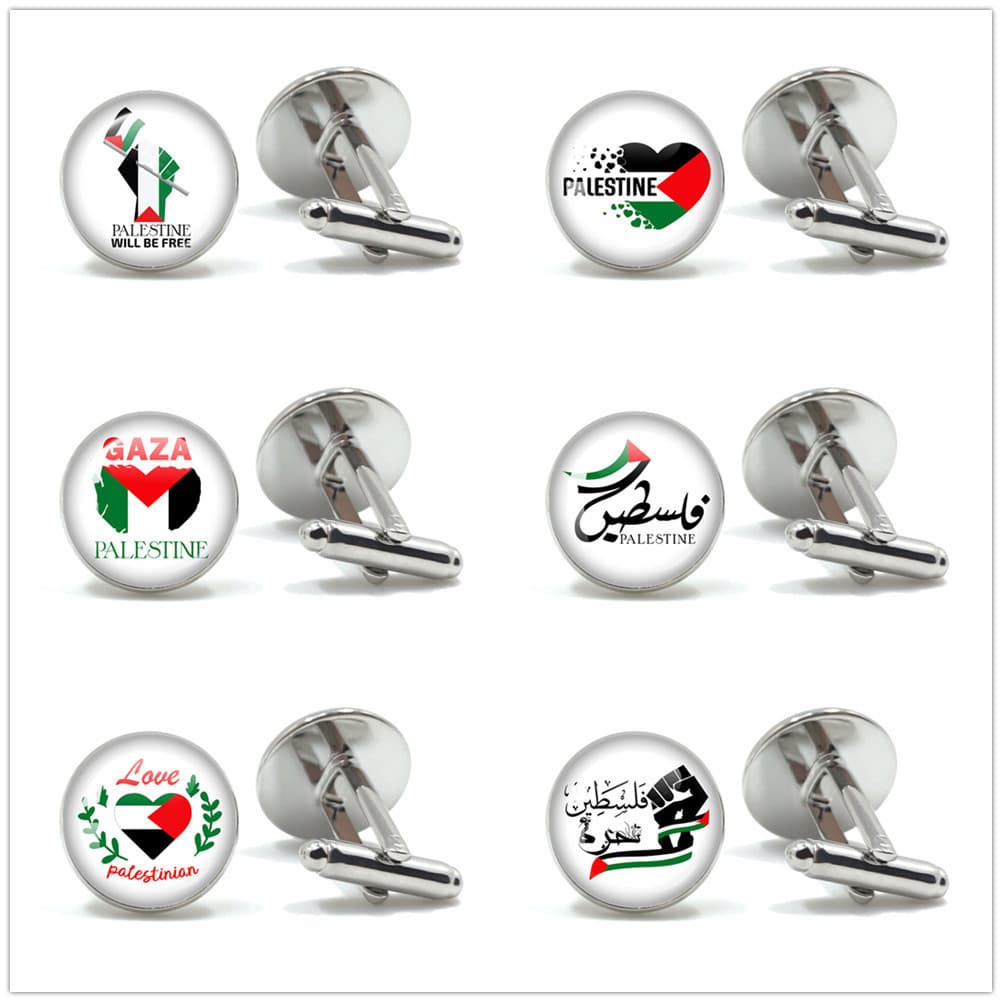Abotoaduras de bandeira Palestein Time Gems Acessórios exclusivos para abotoaduras de bandeira criativa