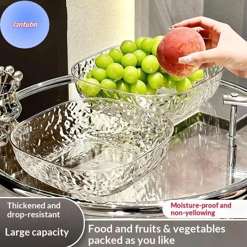LANTUBN Tigelas De Frutas De Plástico Martelado Transparente , Resistente A Estilhaços , Grande Capacidade , Reutilizáve