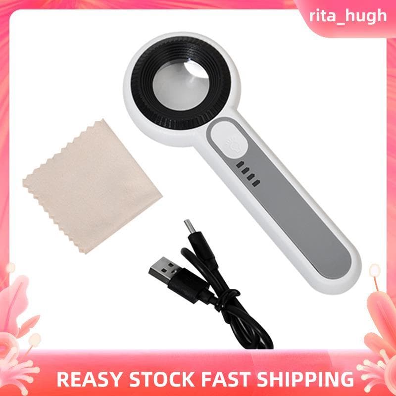 Lente De Lupa Iluminada Portátil 60X Com 8 LED Light Aid Reading Para Idosos
