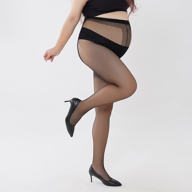 Meia-calça plus size lisa com cós em T, de nylon ultrafino, anti-rasgos, efeito perna de gesso, invisível e respirável p